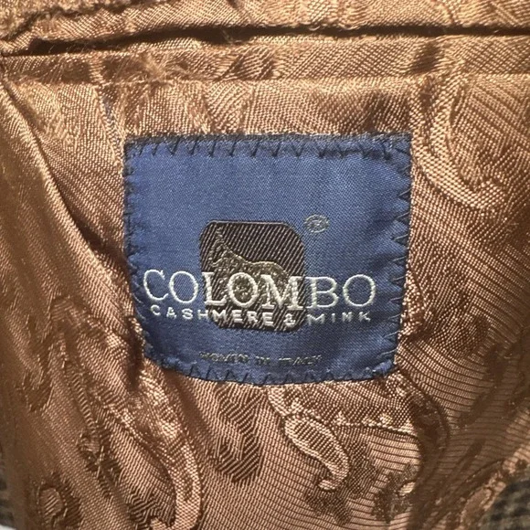 Columbo Cashmere & Mink Sport Coat‎ 46L Brown Check Plaid Blazer Arnold Brant